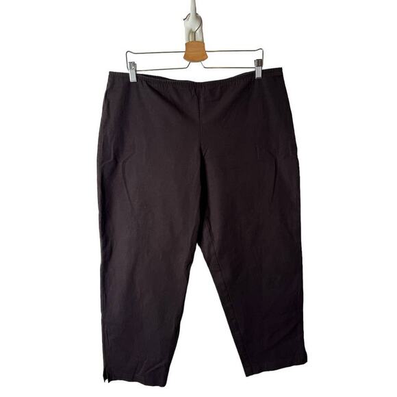 Eileen Fisher Brown Side Zip XL Organic Stretch Cotton Slim Ankle Pant X Large - Picture 1 of 10